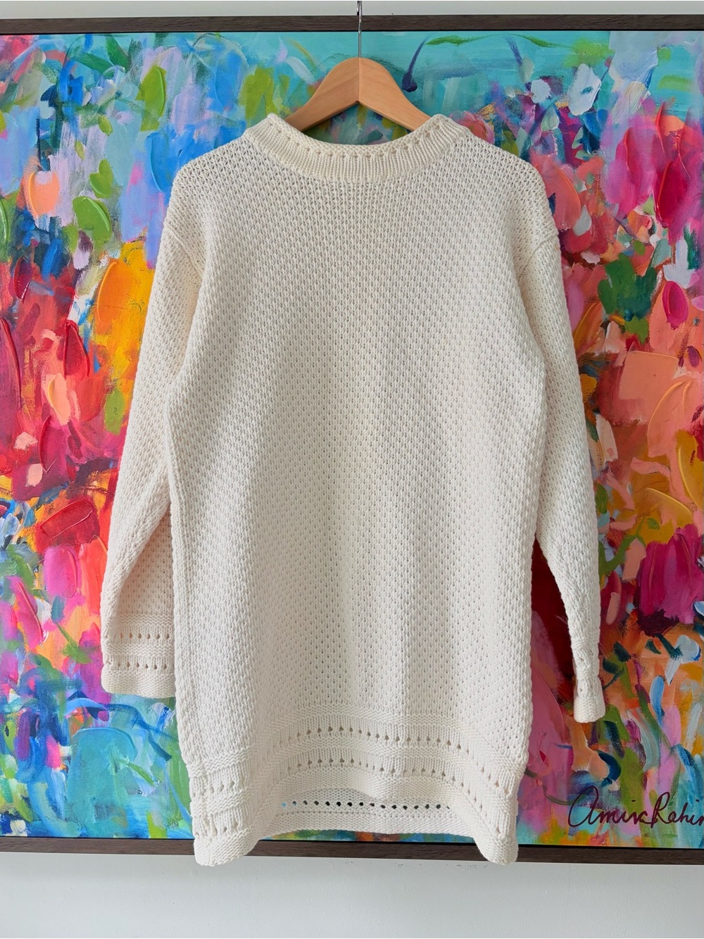 Vintage The Bay REAL Clothes Ivory Cotton Knit Tunic Sweater M